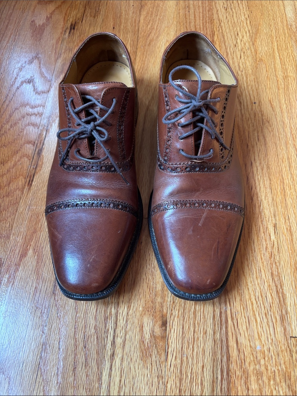 Cole Haan Brown Leather Cap-Toe Brogue Derby Shoes